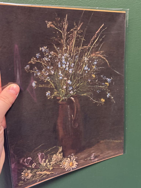 8x10 Moody Toned Florals in Pitcher Still Life Unframed Art Print