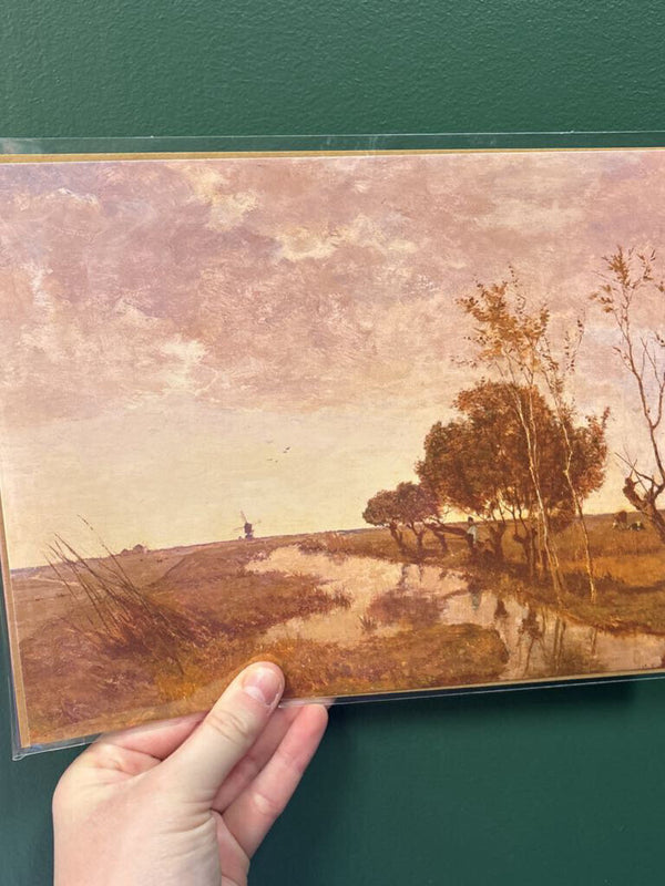 8x10 Pink Toned Windmill Landscape Unframed Art Print