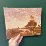 8x10 Pink Toned Windmill Landscape Unframed Art Print