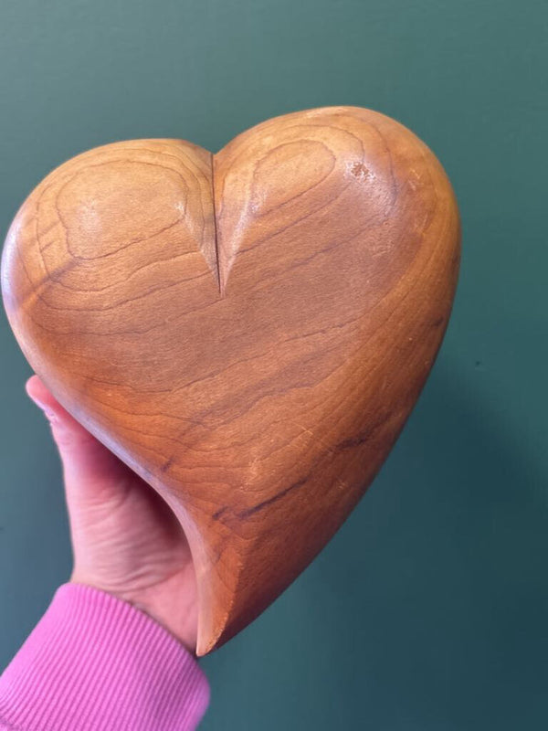 #806 Hand Carved Wooden Heart Shaped Box