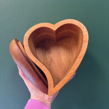 #806 Hand Carved Wooden Heart Shaped Box