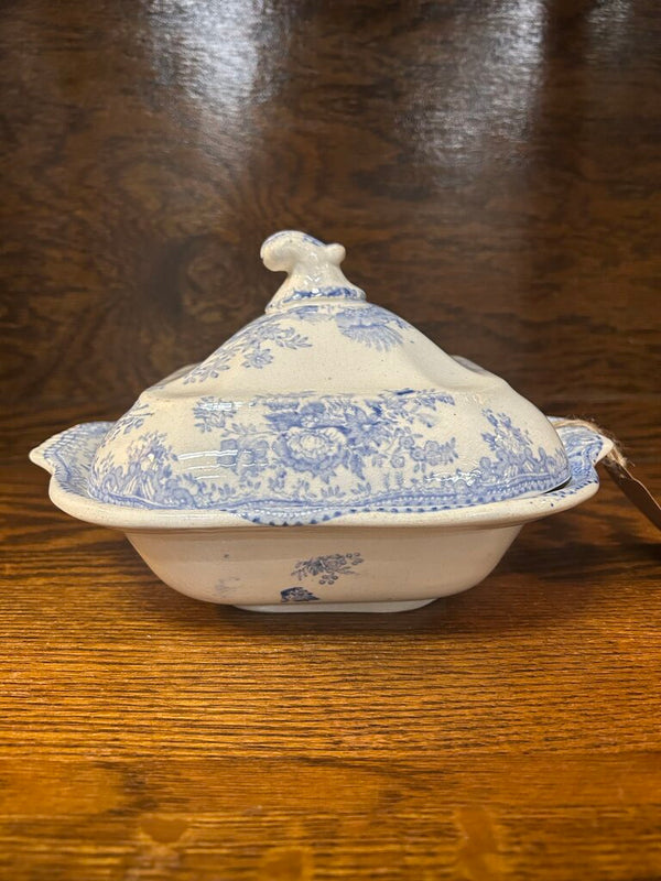 19th Century English Transferware Pottery - Asiatic Pheasants - Md Square Covered Dish