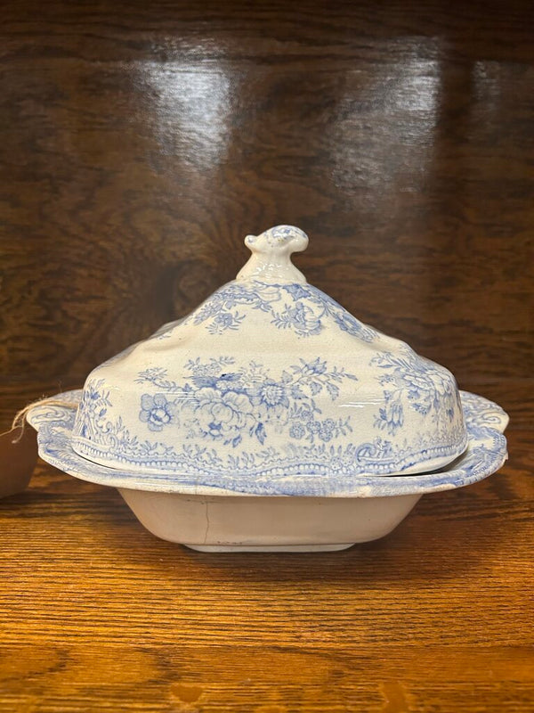 19th Century English Transferware Pottery - Asiatic Pheasants - Lg Square Covered Dish 2
