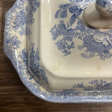 19th Century English Transferware Pottery - Asiatic Pheasants - Lg Square Covered Dish 1