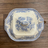 19th Century English Transferware Pottery - Asiatic Pheasants - Lg Square Covered Dish 1