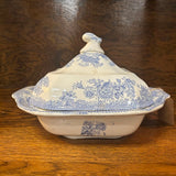 19th Century English Transferware Pottery - Asiatic Pheasants - Lg Square Covered Dish 1