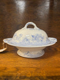 19th Century English Transferware Pottery - Asiatic Pheasants - Round Pedestal Covered Dish