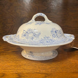 19th Century English Transferware Pottery - Asiatic Pheasants - Round Pedestal Covered Dish