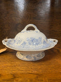 19th Century English Transferware Pottery - Asiatic Pheasants - Sm Round Pedestal Covered Dish