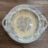 19th Century English Transferware Pottery - Asiatic Pheasants - Sm Round Pedestal Covered Dish