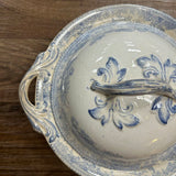 19th Century English Transferware Pottery - Asiatic Pheasants - Sm Round Pedestal Covered Dish
