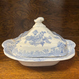 19th Century English Transferware Pottery - Asiatic Pheasants - Lg Square Covered Dish 3
