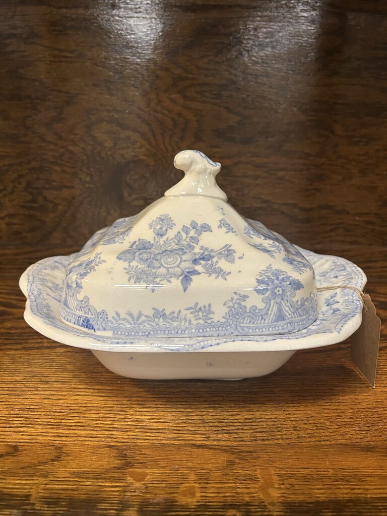 19th Century English Transferware Pottery - Asiatic Pheasants - Lg Square Covered Dish 3