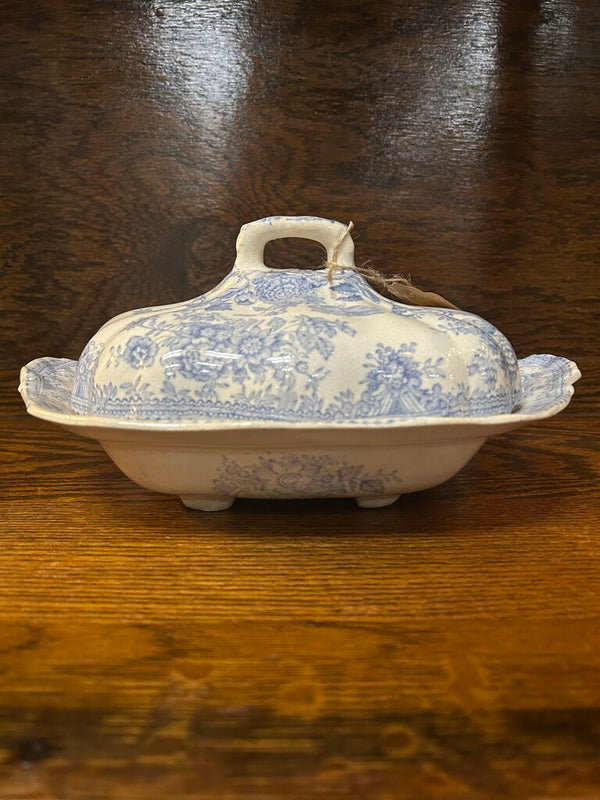 19th Century English Transferware Pottery - Asiatic Pheasants - Oval Scallop Covered Dish