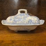 19th Century English Transferware Pottery - Asiatic Pheasants - Oval Scallop Covered Dish