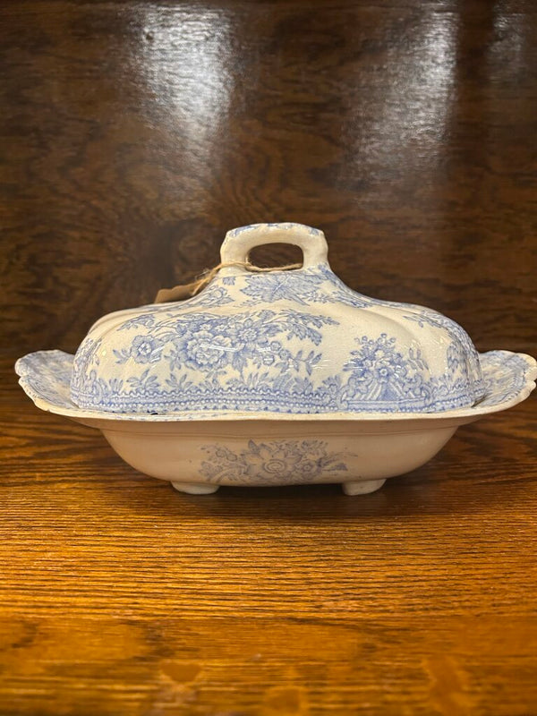 19th Century English Transferware Pottery - Asiatic Pheasants - Oval Scallop Covered Dish