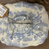 19th Century English Transferware Pottery - Asiatic Pheasants - Oval Scallop Covered Dish