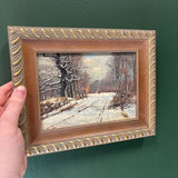 #864 Orange Gold Distressed Framed Print - Stroll Through Winter Woods