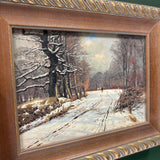 #864 Orange Gold Distressed Framed Print - Stroll Through Winter Woods
