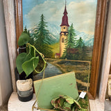 Mountains and church artwork