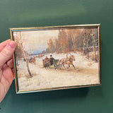 #920 Brass Framed Horse Carriage Print