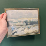 #930 Brass Framed Print Snowy Cabin