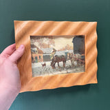 #932 Wavy Wood Framed 5x7 Winter Horse Carriage Print