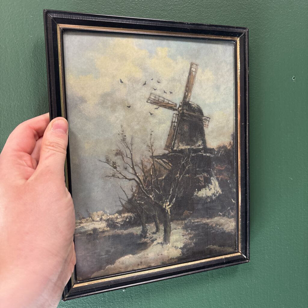 #936 Black 8x10 Frame with Brass Inlay - Moody Windmill Print