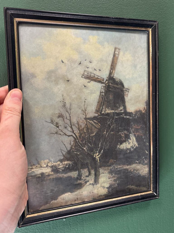 #936 Black 8x10 Frame with Brass Inlay - Moody Windmill Print