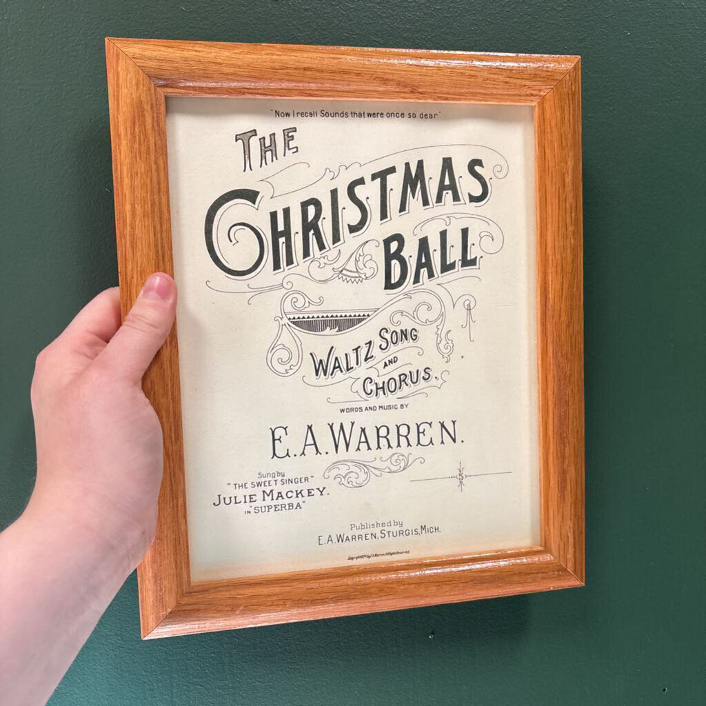 #940 Oak Framed Christmas Ball Invitation Print