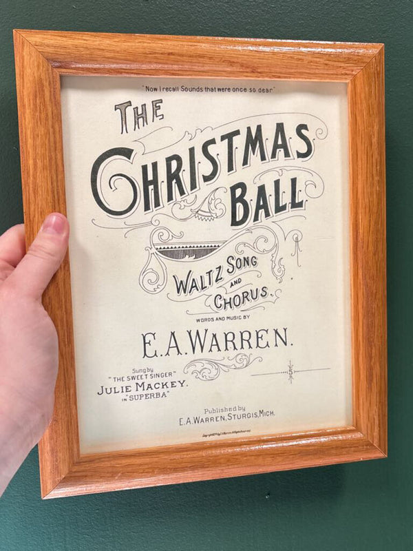 #940 Oak Framed Christmas Ball Invitation Print