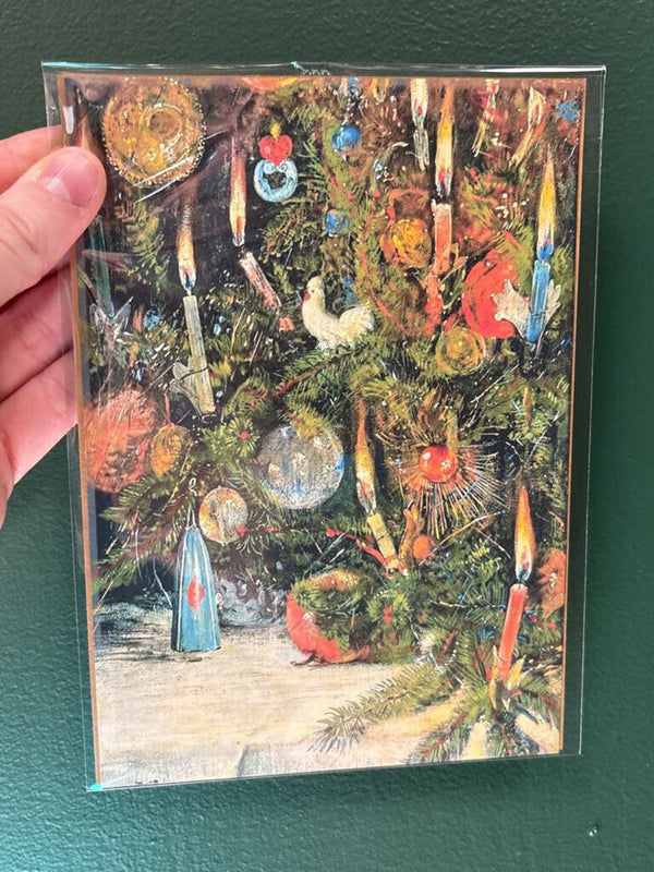 5x7 Vintage Christmas Tree Ornaments Unframed Art Print