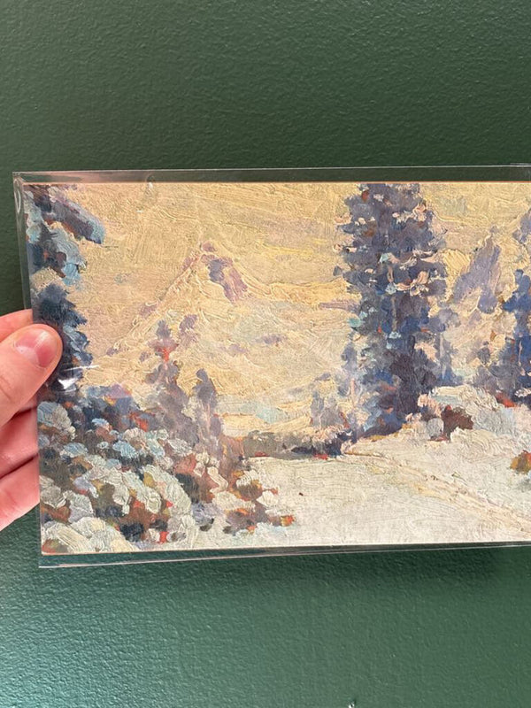 5x7 Snowy Mountain Scene Unframed Art Print