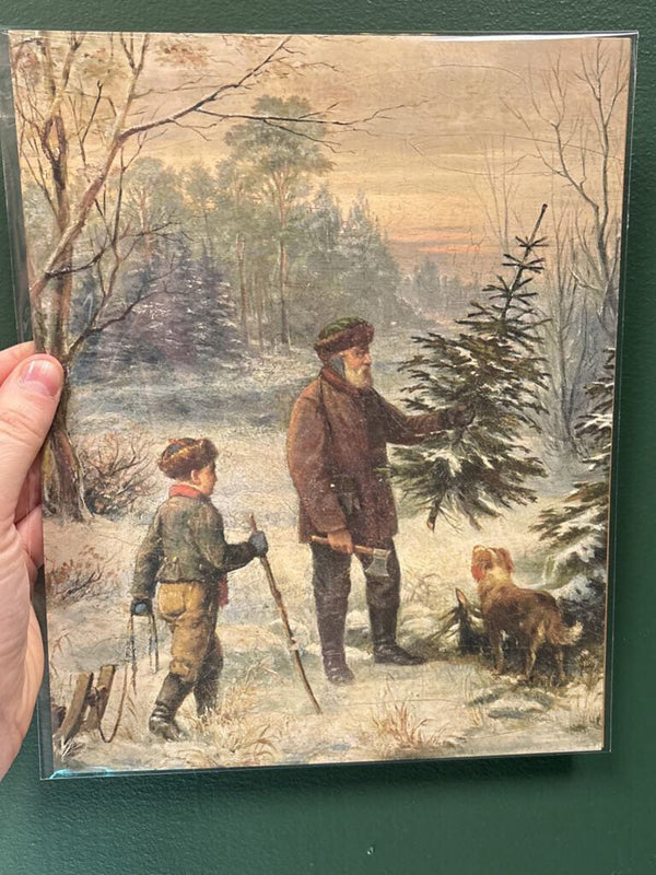 8x10 Cutting Down The Christmas Tree Unframed Art Prinr