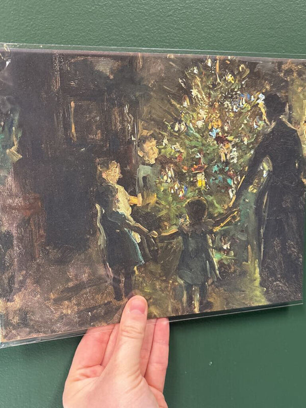 8x10 Gathered Around The Christmas Tree Unframed Art Print