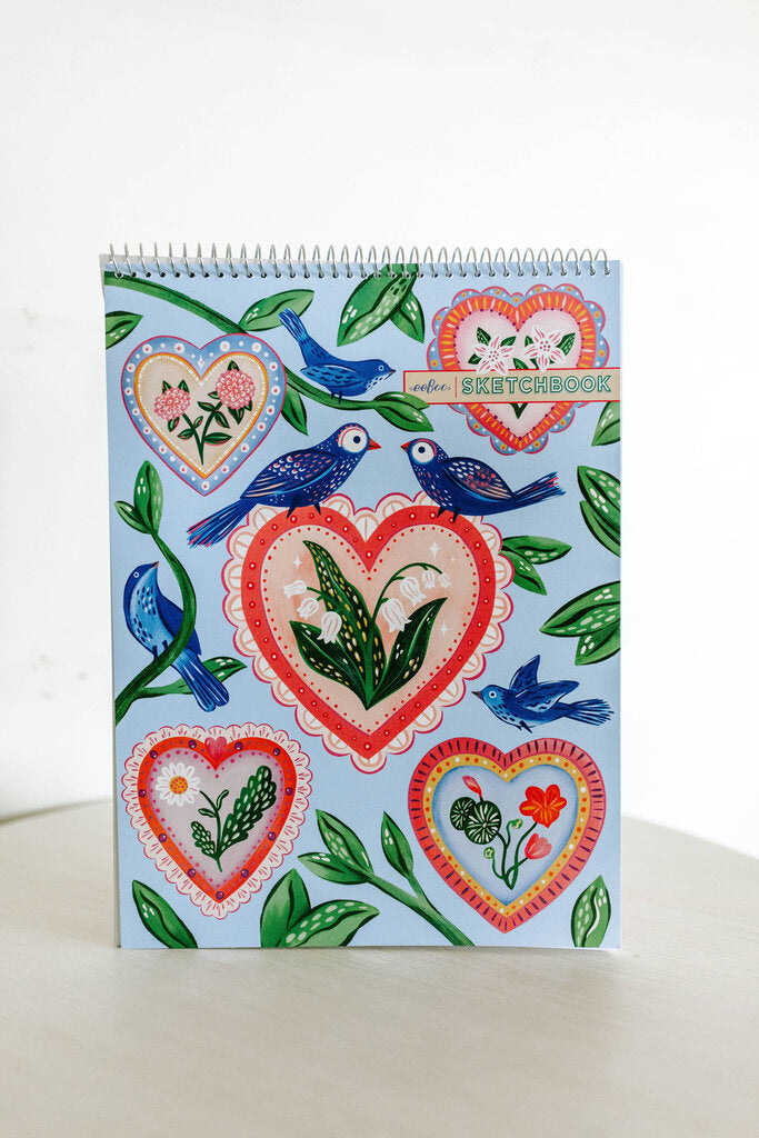 hearts and birds sketchbook