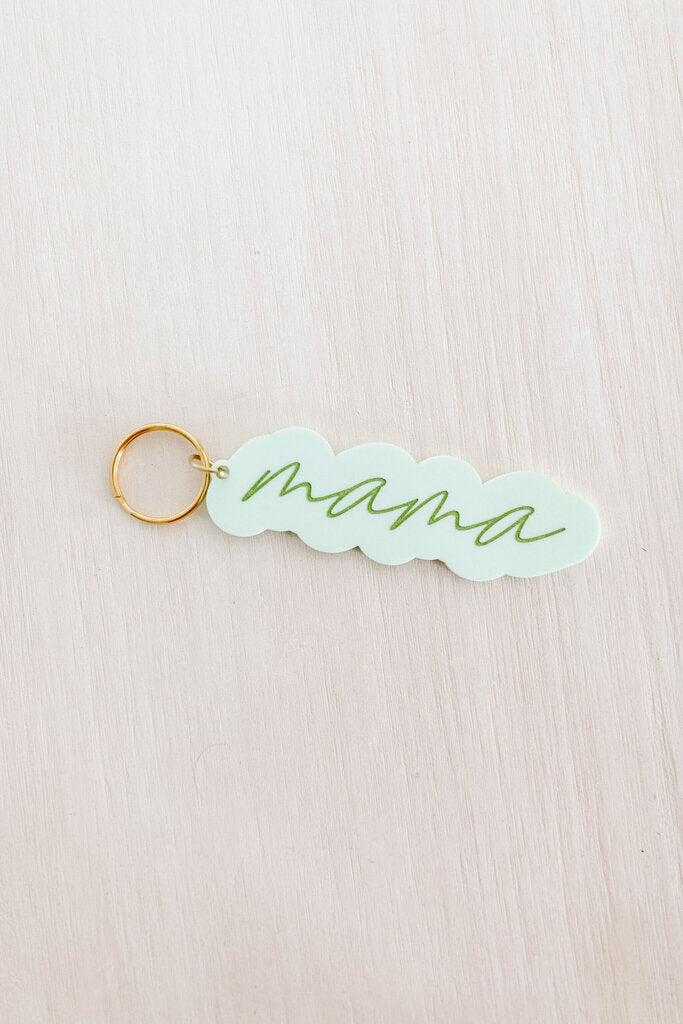mint green mama keychain