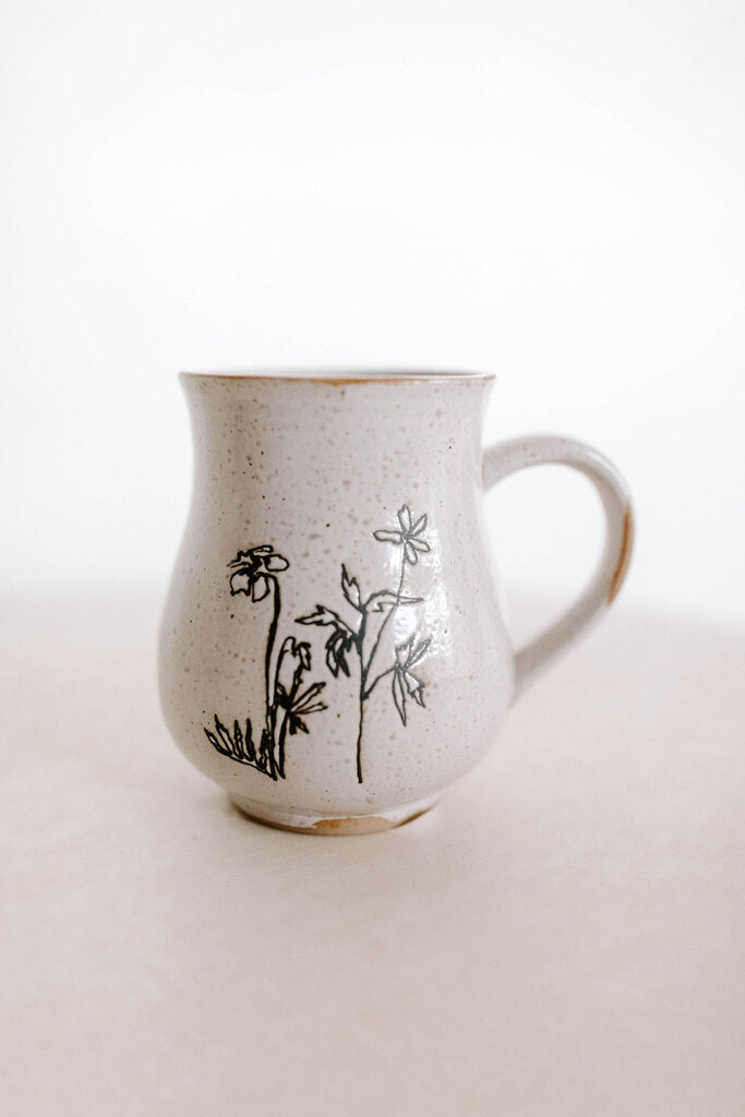 floral debossed stoneware mug style 1