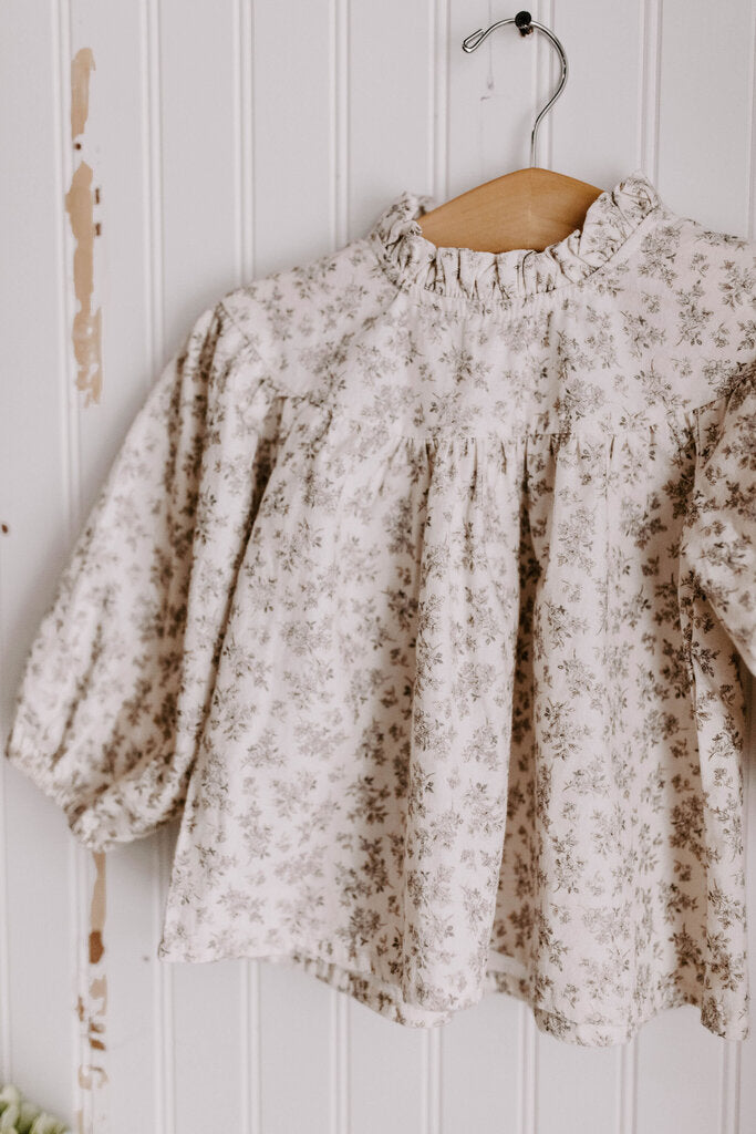 beige and brown floral cotton shirt