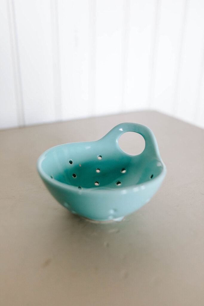 blue stoneware berry bowl