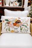 embroidered 24"x14" cotton lumbar pillow