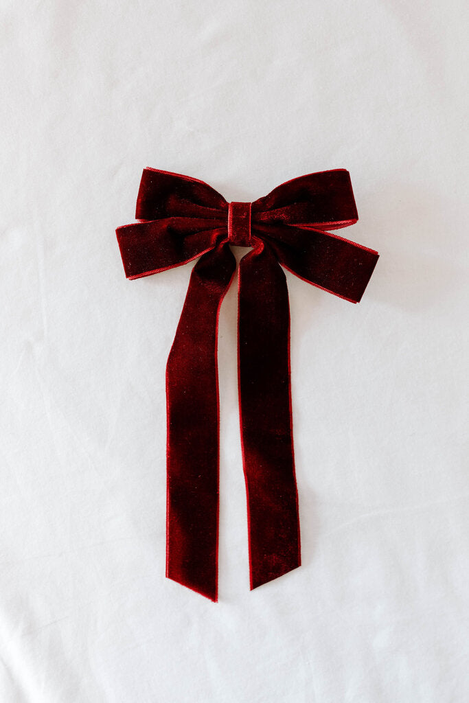 small red velvet hair bow