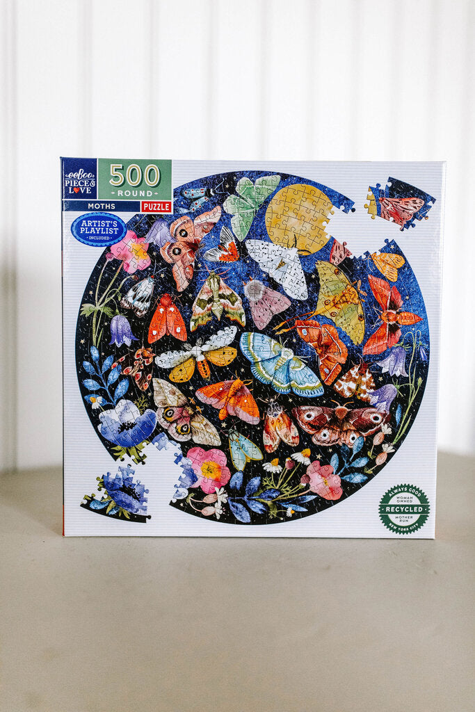 Moths 500 Piece Round Adult Jigsaw Puzzle