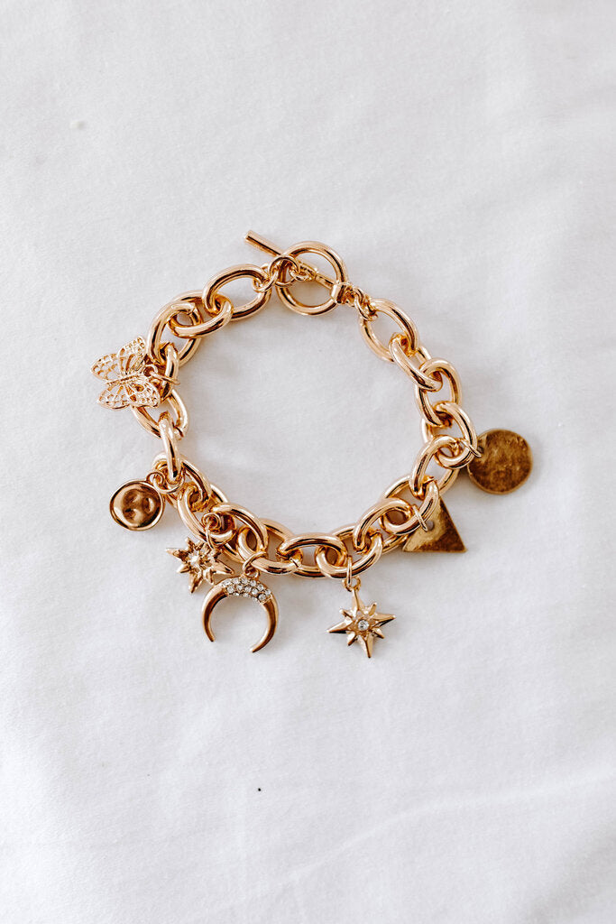 gold chuncky chain toggle bracelet